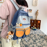 Kawaii Panelled Backpack Fashion Ladies Book Vintage Schoolbag Cute Female Cool Backpack Women Harajuku Student Travel