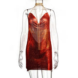 Fongt Station Fashion Nightclub Low Back Strapless Deep V Metal