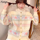 New Spring Women Cardigans Loose Hollow out Sweet Japan style Knitted Cotton coat Floral embroidery female