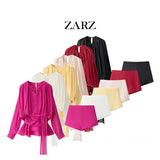 Fongt Homemade New Women's Classic Pressed Flawed Belt Design Loose Net纱 Dress Set