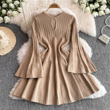 Fongt High-End Knitted Dress Women Autumn And Winter Royal Sister Temperament Dating Short Skirt French Waist Sweater Skirt