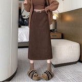 Fongt New Autumn And Winter Port Style Retro Skirt Thicker Wicked Skirt Long Bag Hip Skirt Open Skirt