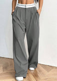 Fongt Commuting Coloring Belt Broad-Legged Suit Pants