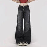 Vintage Dark Wash Wide Leg Loose Jeans-Outfit