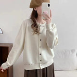 Fongt Knitted Cardigan Woman 2024 New Year Loose Sweater Short Coat Outside The