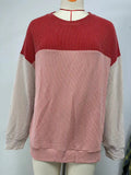/ Winter 2024 New Round Collar Vertical Color Long Sleeve Loose T-Shirt Top-Outfit