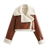 Fongt New Women's Collar Fur All-In-One Double-Sided Short Jacket Jacket