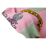 Pink Flower Crown Girl Jacquard Short Sweater Knitted Crop Tops Winter Clothes Y2K Jumper Elegant Lady Kawaii
