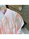 Fashion Tie Dye Loose Long Sleeve Single Breasted Shirt 2023 Spring Women's Turn-Down Collar Casual Female