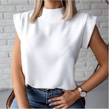 Fongt Simple Lip Pattern Collar Lady Shirt Tsets Commuting Short-Sleeved Tops Slimmed