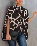 New Women's Fashion Round Collar Loose Bat Sleeve Round Collar Shirt-Outfit