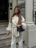 Fongt Autumn Fashion New Women's Long-Sleeved Coat Waist Tie Temperament Top