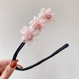 Women Elegant Bud Chiffon Flowers Bun Maruko Hairstyles Making Long Tools Sweet Headband Hairbands Fashion Hair