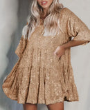 Fongt Direct Selling Sleek Round-Neck Loose Waist Short-Sleeved Dress Banquet