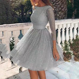 Fongt Ladies Fashioned Long Sleeve Dress High Waist Evening Cocktail Party Dresses Women's Fashion