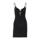Fongt Summer New Pure Desire Wind Sexy Back V-Collar Hollow Out Bowknot Splicing Dress