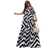 Fongt New Sexy Loose Plus-Size Shoulder Print Horn Sleeve Women's Long