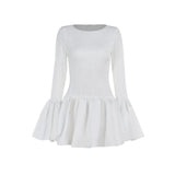 Fongt Autumn 2024 New Famous Style Style Musculiity Long-Sleeved Leafside Mini Dress