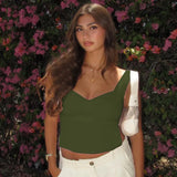 Square Collar Tank Women Slim Split Crop Tops Chic Backless Sleeveless Casual Camis Summer 2023 Y2K Double Layer-Outfit
