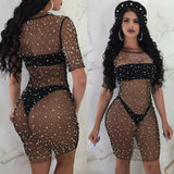 Women Mesh Beach Bathing Suit Patchwork See Through Bikini Swimwear Cover Up Tops Beach