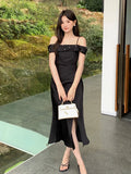 Fongt Xixi 2025 Summer Dress New Temperament Shoulder Sling Dress High-End Long Dress Women 88256