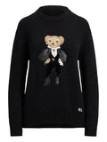 Fongt 2025 New Women's Bear Embroidered Cartoon Loose Version Of Heavy Industry Round-Neck Knitted Sweater