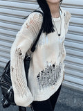 Distressed Crochet Knit Sweater-Outfit