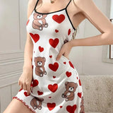 Fongt Hot New Pajamas Set Women's Milk Silk Pajamas Sling Skirt Cute Print Source