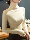 Fongt Skin High Collar German Velvet Bottom Shirt Women's New Autumn Add Velvet Add Thick Slim Inside With Pile Collar Jacket-Outfit