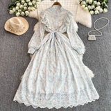 Fongt Court-Style Long Dress With Heavy Embroidered Lace Dress Elegant