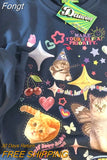 Harajuku Kawaii Cat Graphic Sweatshirt Women Vintage Funny Oversized Anime Hoodies Sweet Long Sleeve Tops Y2K