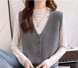 Short Sweater Vests Tops Women Casual Knit Chaleco Coats New Single Breasted Knitwear Sleeveless Jackets Basic