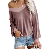 Fongt Style V Collar Long Sleeve Knit Jumper Loose Spring And Autumn Sweater