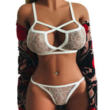Sex Lingerie New Transparent Lace Three-Point Pajamas Set New Sexy
