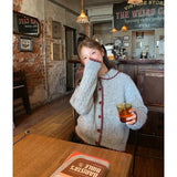 Fongt Buckle-Colored Sweater Cardigan 2025 Autumn And Winter New Korean Temperament Soft-Crein Knitted Coat Top