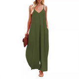Fongt Wide Leg Trousers Women 2025 Summer New Solid-Colored Bag Casual Jumpsuits
