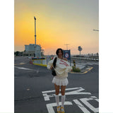 Fongt Temperament Sweet And Spicy White Hook Flower Hollow Skirt Folded Lace A Short Skirt
