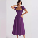 Fongt New Summer Fashion Bubble Sleeves With Open Fork Dress Dress Woman Summer