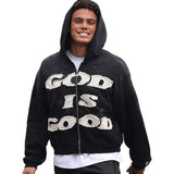 Fongt New God Is Good Embroidered Velvet Towel Embroidery Coat
