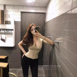 Fongt New Slim Slim Temperament Stature Korean Version V-Neck Temperament Comfortable Wearing Short-Sleeved Bottom Knitted Shirt