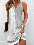 Fongt Summer Wish Casual Wind A-Shaped Dress Sleeveless Vest V-Neck Dress Woman