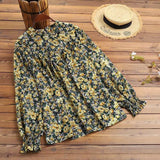 ZANZEA Elegant Long Puff Sleeve Party Shirt Women Stylish Floral Printed Blouse Spring Ruffles Blusas Casual Work