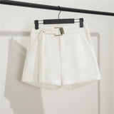 Fongt Suit Shorts Female Black Summer Thin 2024 New Loose High-Waist A-Line Casual Wide-Leg Pants-Outfit