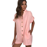 Fongt Women's Clothing 2025 Spring And Summer New Ebay Hot-Selling Collar Shirt Button-Button Jumpsuit