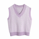 Houndstooth knitted Sweater-Outfit