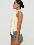 High Collar Tie Up Top-Outfit