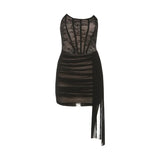 Fongt Autumn And Winter New Women's Hottie Pure Sexual Lust Sexy Lace Mesh Slimming Bag Hips Bra Dress
