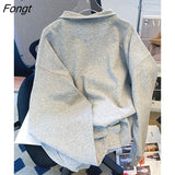 Autumn Half Turtleneck Zipper Loose Sweatshirt Women Korean Fashion Casual Gray Hoodies Female Pullover Streetwear
