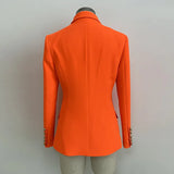2022 Designer Blazer Women's Lion Buttons Double Breasted Blazer Jacket Neon