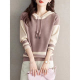 Fongt Women's Autumn/Winter 2025 New Ocean-Loose Casual Closed Knitted Small Long Sleeve T-Shirt
